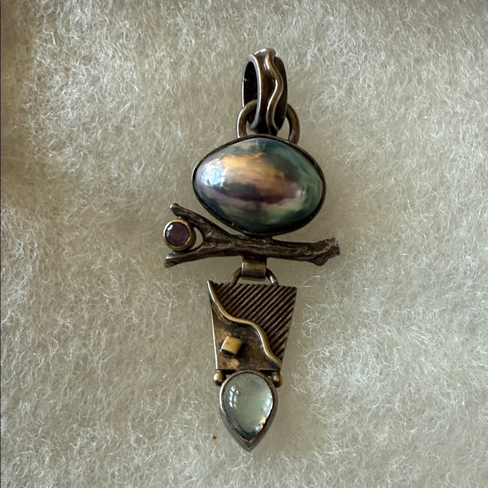 925 silver necklace with polished stones
